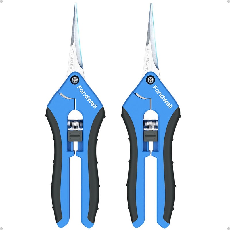 Fondwell 6.5" Garden Shears Trim Scissors: 2 Pack of Pruning Shears for Gardening - Ultra Sharp Garden Clippers with Straight Blades - Image 1